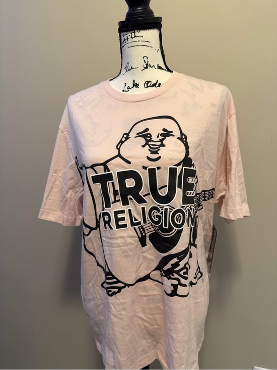 True Religion Other - True Religion Light Pink Logo Buddha Graphic Tee